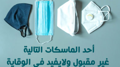 أحد الماسكات التالية غير مقبول ولايفيد في الوقاية